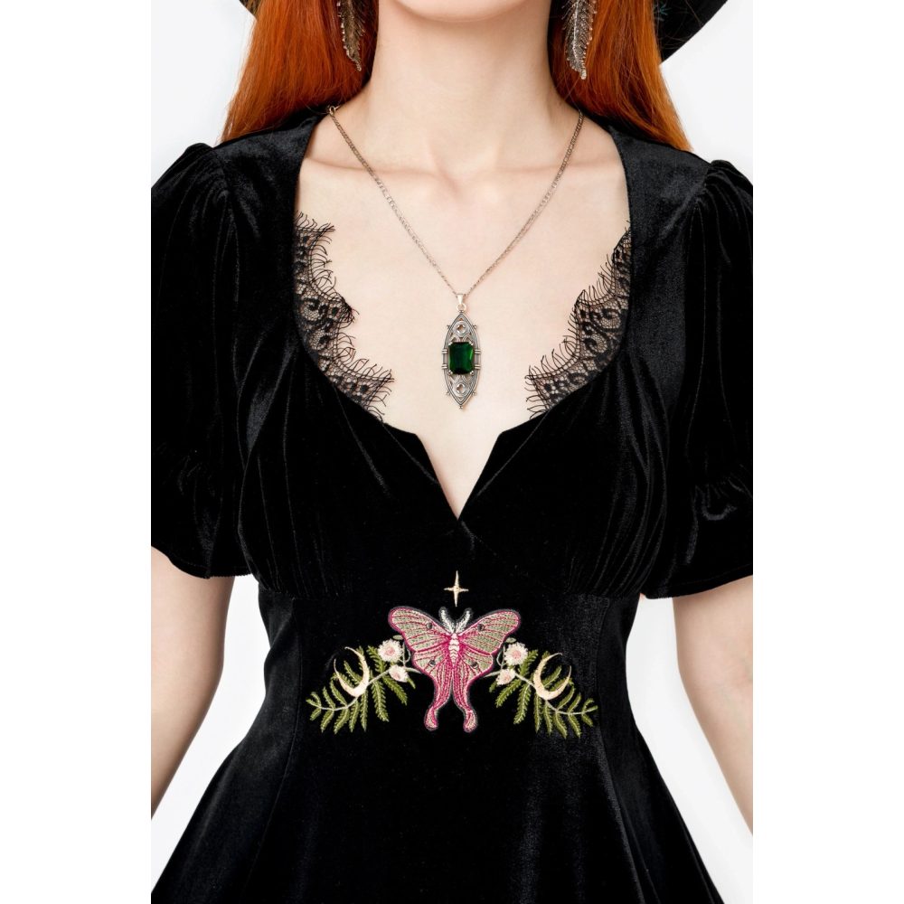 Restyle - Midnight Flora Mini jurk - Zwart